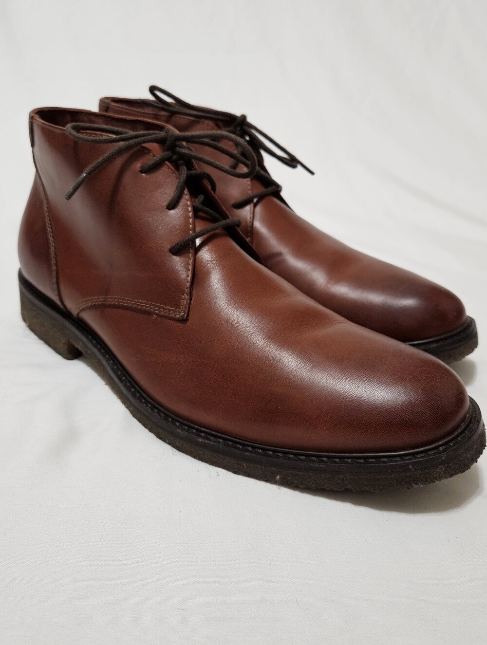 Johnston Murphy COPELAND CHUKKA 11 Sheepskin Tan Oiled Full Grain Boots Gum Sole